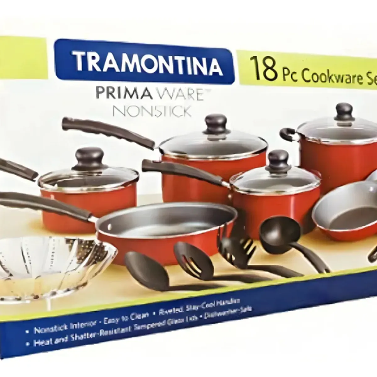 TRAMONTINA - Juego de ollas Tramontina Primeware 18PZAS rojo