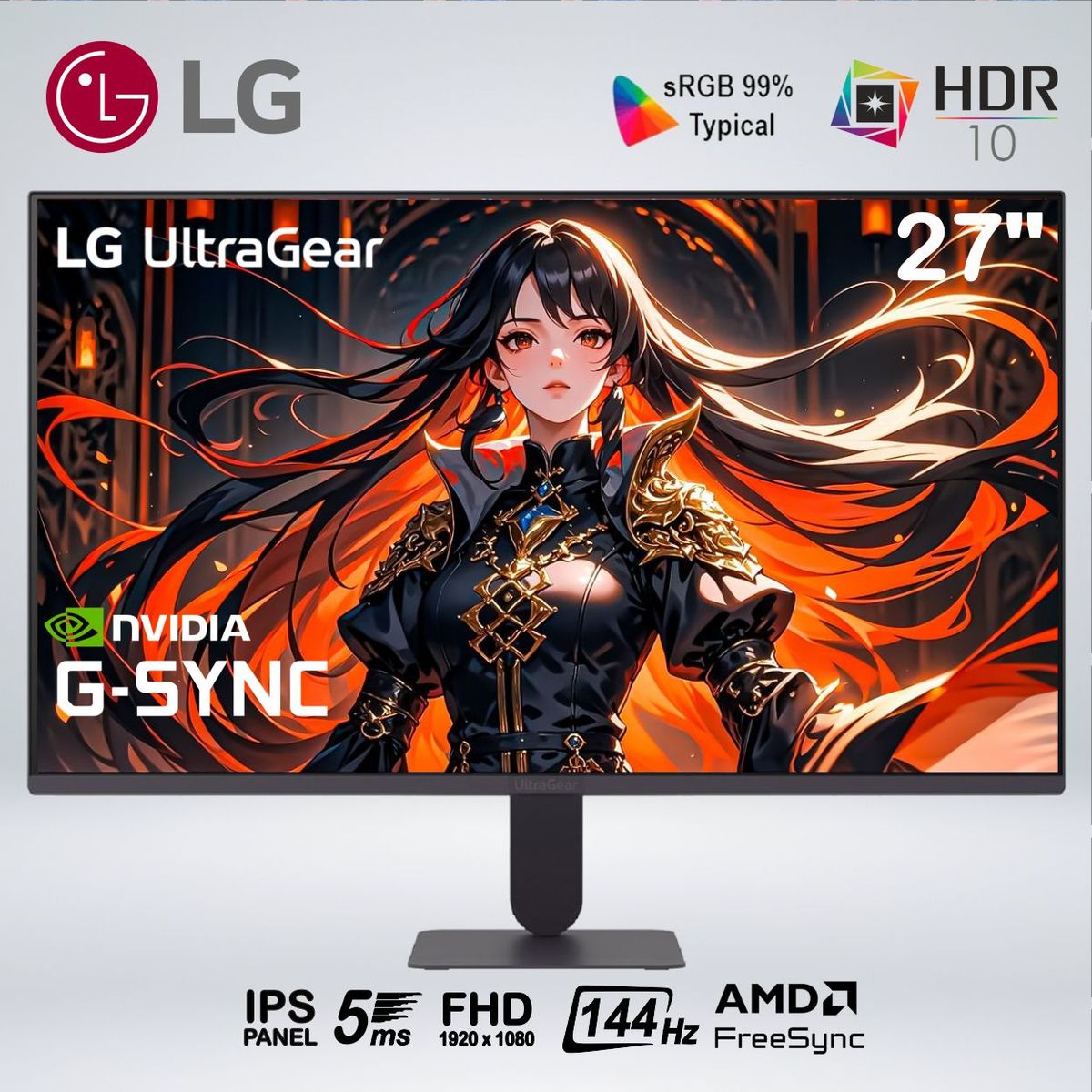 LG - MONITOR 27G411A ULTRAGEAR FULL HD 27 " IPS 144hz 5ms HDR10 G-SYNC AMD