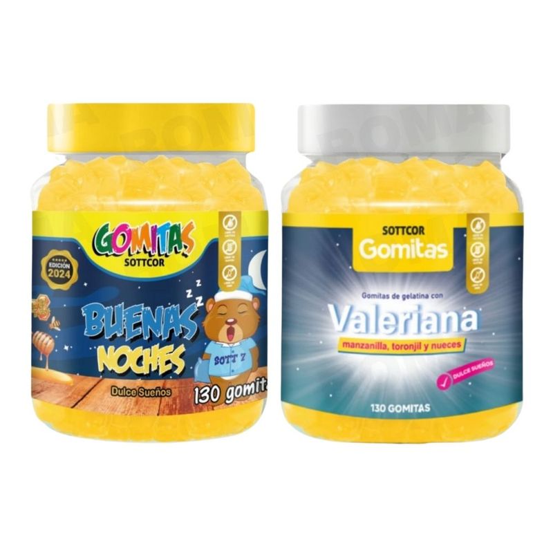 SOTTCOR LABS - PACK 2 GOMITAS BUENAS NOCHES NIÑOS + GOMITAS VALERIANA ADULTOS 260UND