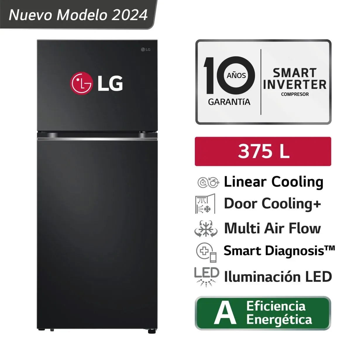 LG - Refrigeradora 375 Litros No Frost Negro Mate LG VT37BPD