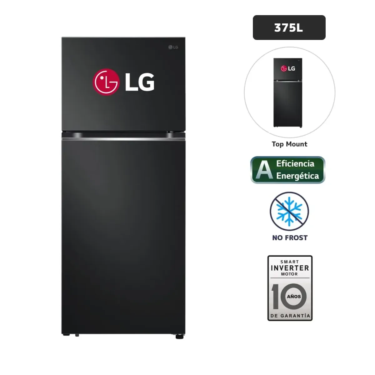 LG - Refrigeradora 375 Litros No Frost Negro Mate LG VT37BPD