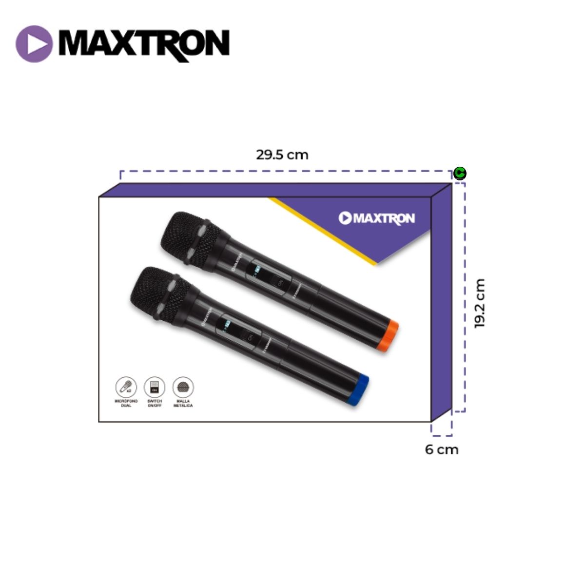 MAXTRON - Micrófono MAXTRON Modelo MX7258 Profesional 2 Inalámbrico