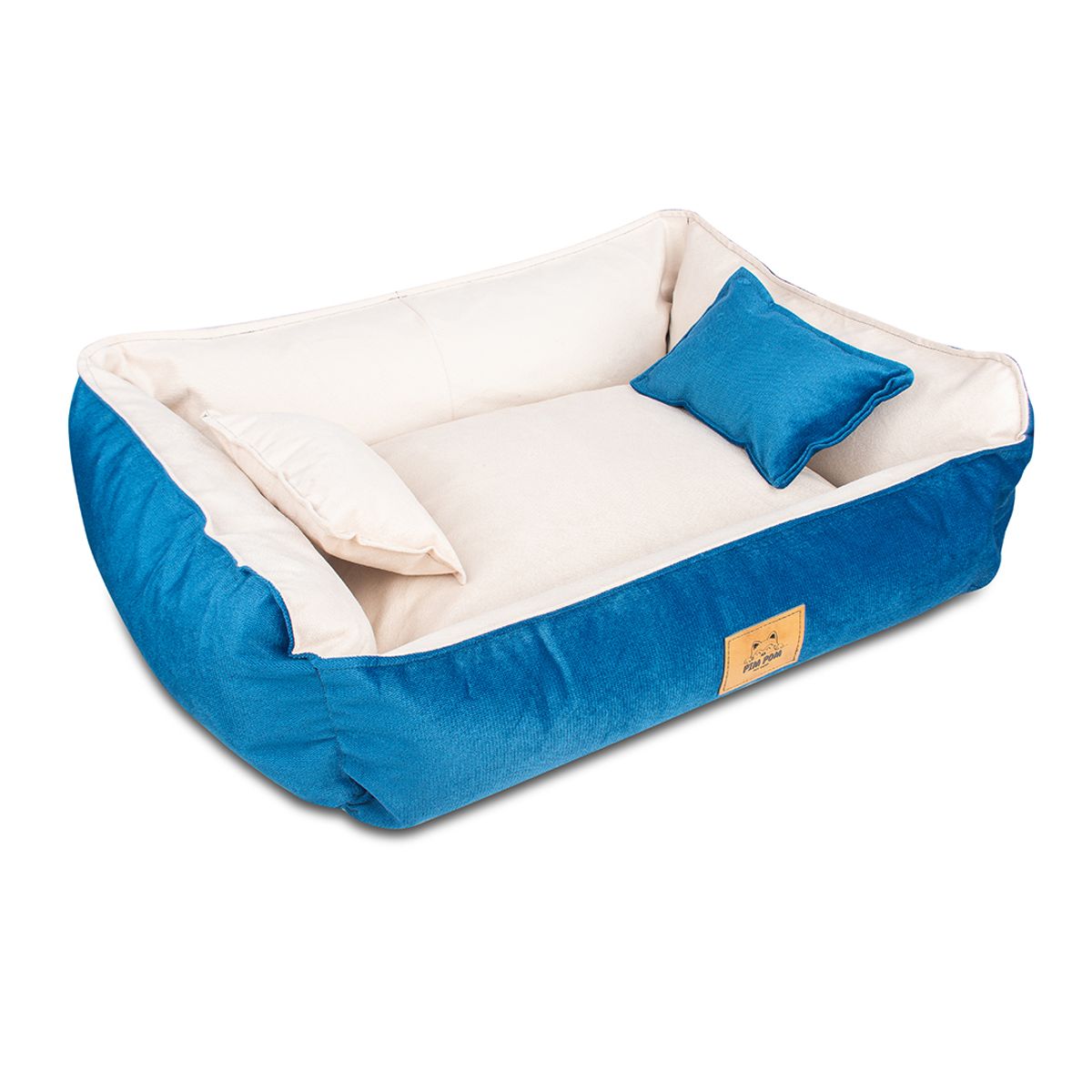GENERICO - CAMA PARA PERRO TALLA S - AZUL - CREMA - HIPOALERGÉNICA