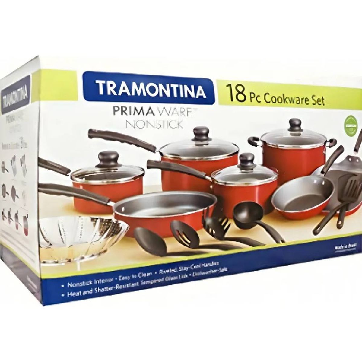 TRAMONTINA - Tramontina Batería De Cocina Primaware De 18 Piezas Rojo