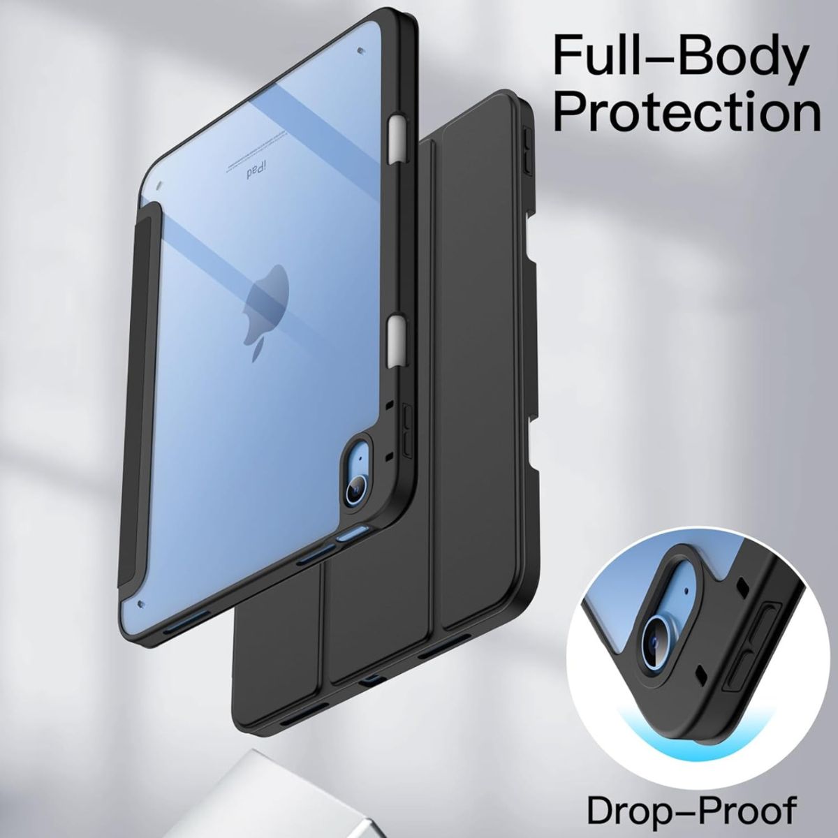 GENERICO - Funda Desmontable Imantada Para iPad A16 11th 10th Generación - NEGRO