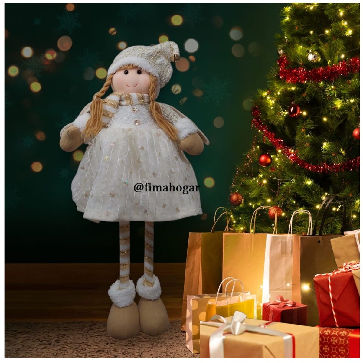 GENERICO - Muñeco de Navidad Angel Patilarga Dorado 80 cm