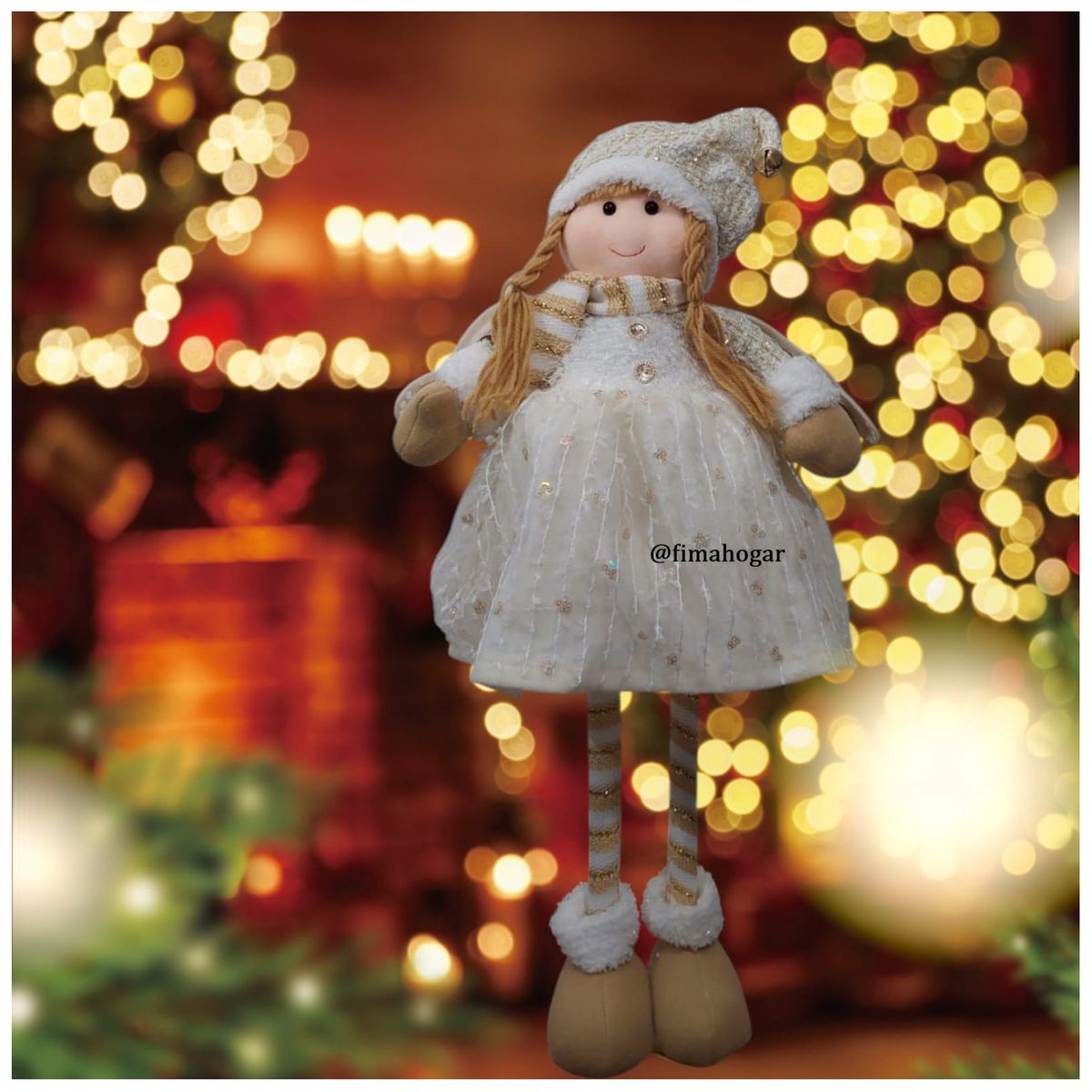 GENERICO - Muñeco de Navidad Angel Patilarga Dorado 80 cm