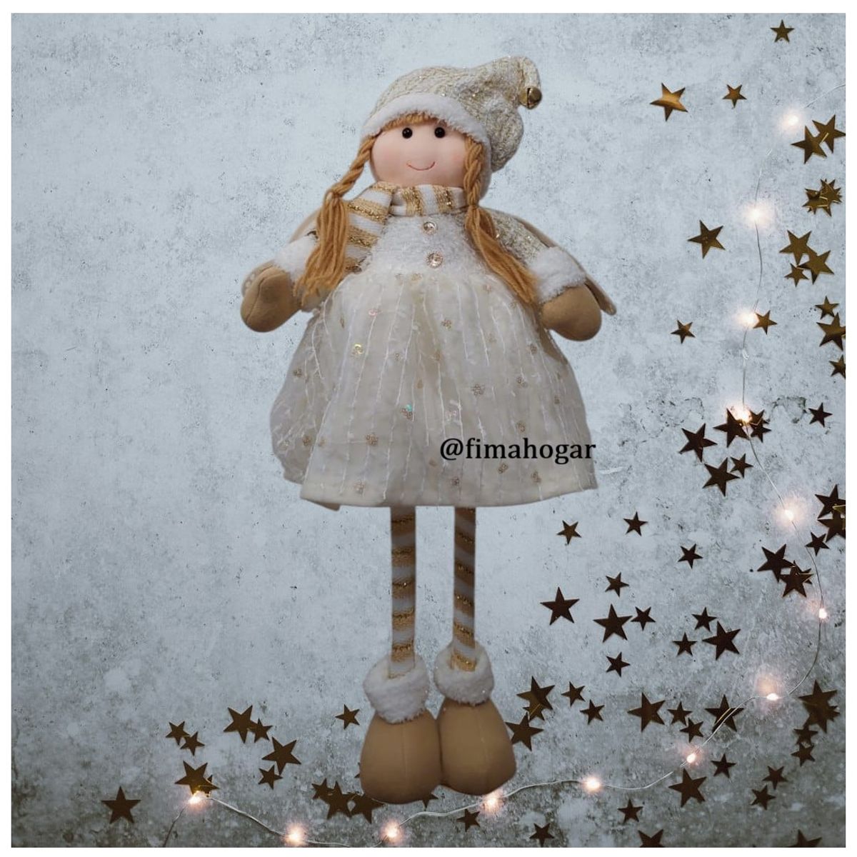 GENERICO - Muñeco de Navidad Angel Patilarga Dorado 80 cm