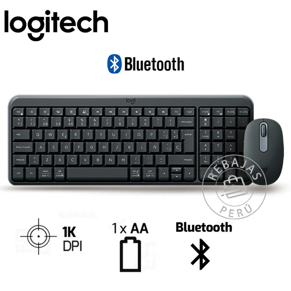 LOGITECH - Combo Logitech MK250 Teclado y Mouse Bluetooth Español Negro
