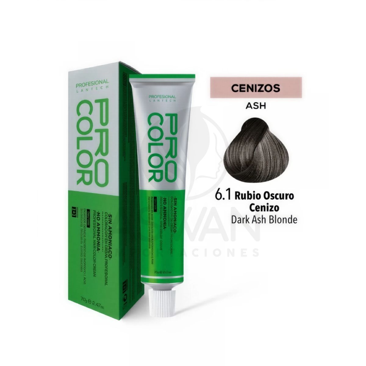 GENERICO - Pro Color Tinte Sin Amoniaco 61 Rubio Oscuro Cenizo 70 g