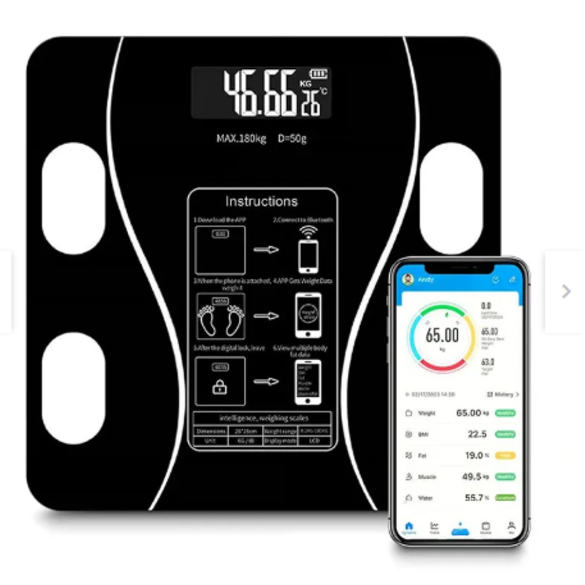 GENERICO - Balanza Inteligente para Peso Corporal - Color negro