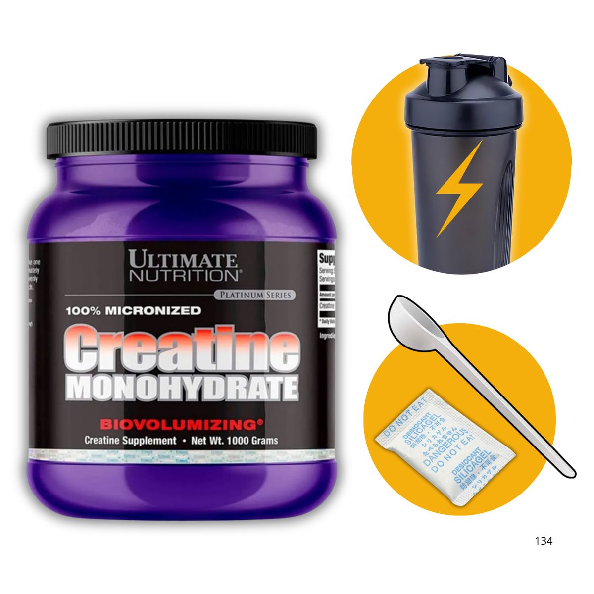 Ultimate Nutrition - CREATINA ULTIMATE NUTRITION DE 1KG CON CUCHARA MEDIDORA GEL ANTIHUMEDAD Y SHAKER - CREATINA MONOHIDRATADA Y MICRONIZADA