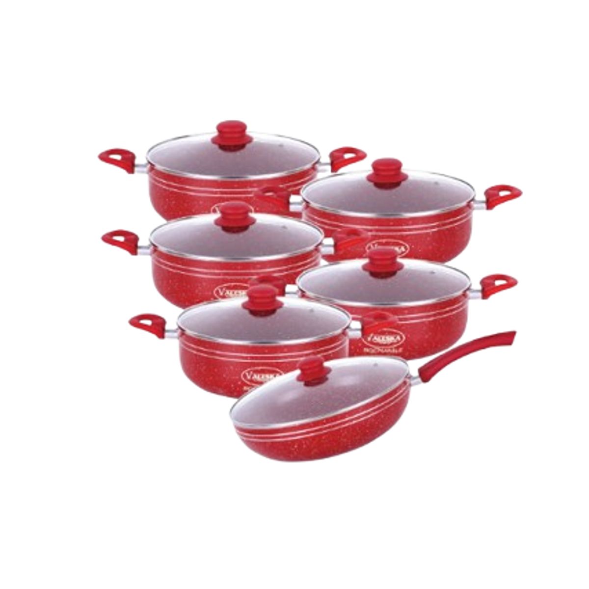 VALESKA - JUEGO DE OLLAS ROCA VOLCANICA  VALESKA - 12 PZ