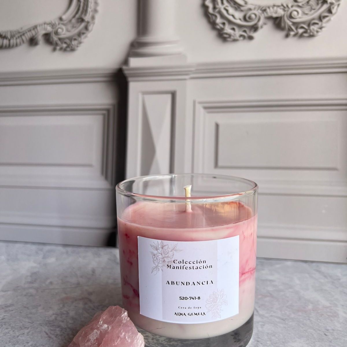 ALMA GEMELA VELAS - Vela Aromática de amor propio con cuarzo rosa