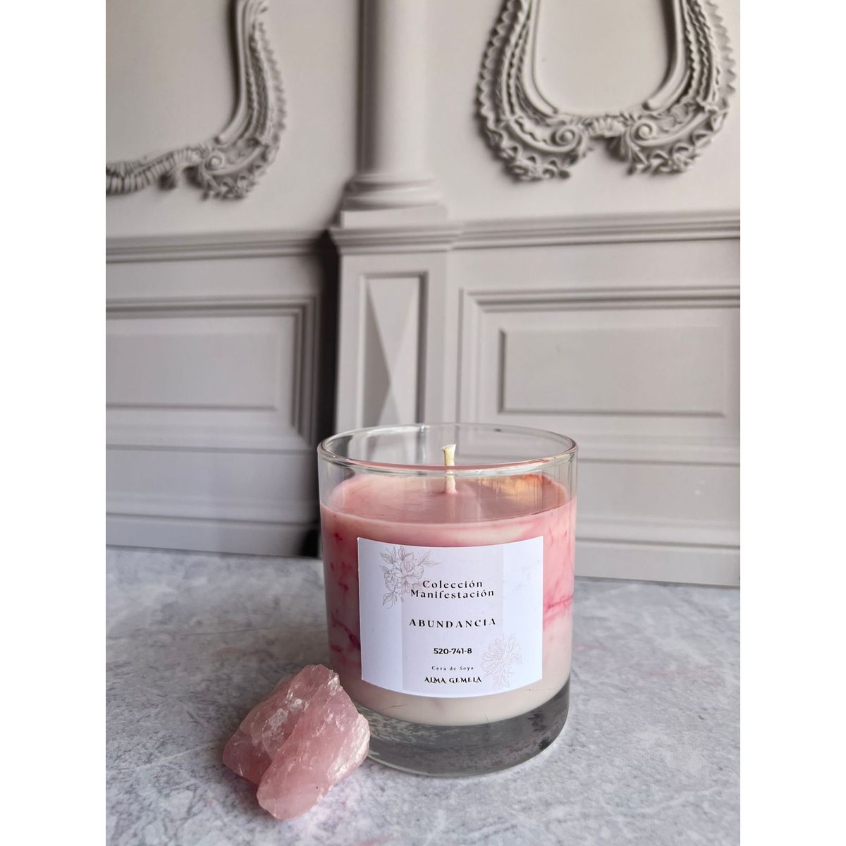 ALMA GEMELA VELAS - Vela Aromática de amor propio con cuarzo rosa