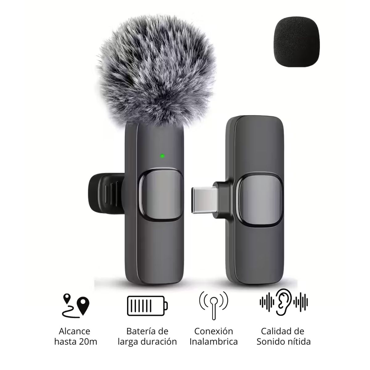 GENERICO - Micrófono sin varillas FengYang con Cancelación de Ruido y Conector -C