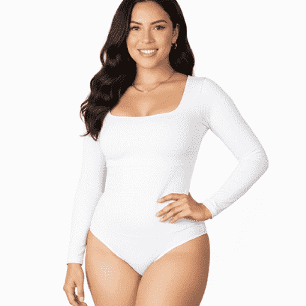 GENERICO - BODY FAJA MODELADOR EFECTO LIPO MANGA LARGA CUELLO CUADRADO