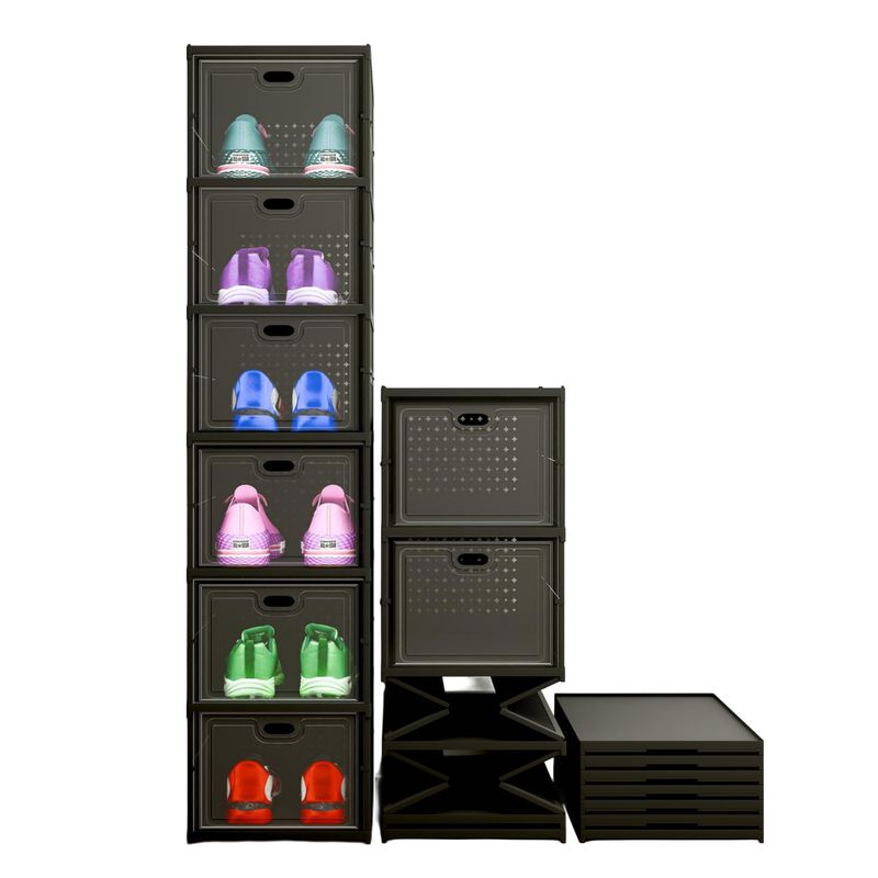 GENERICO - zapatera plegable de 6 niveles almacenamiento para zapatos negro