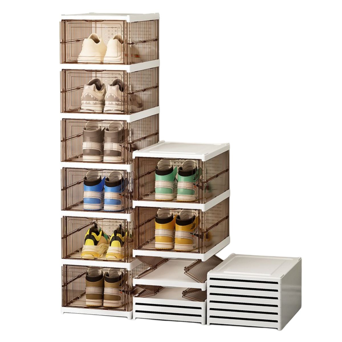 GENERICO - zapatera plegable de 6 niveles almacenamiento para zapatos ámbar transparente