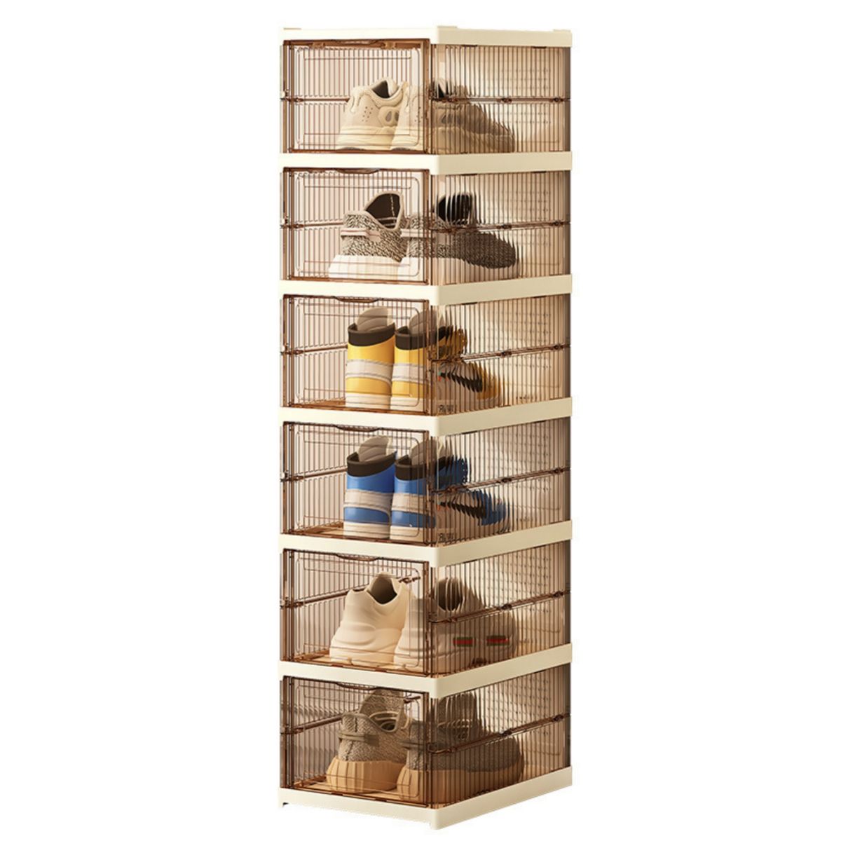 GENERICO - zapatera plegable de 6 niveles almacenamiento para zapatos ámbar transparente