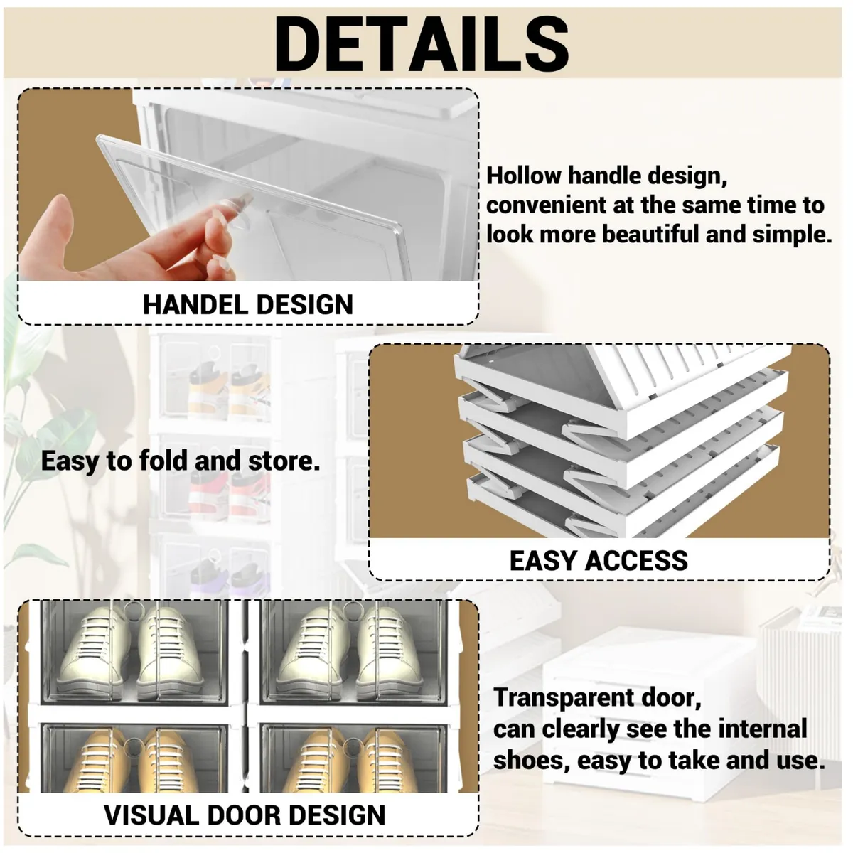 GENERICO - zapatera plegable de 6 niveles almacenamiento para zapatos blanco