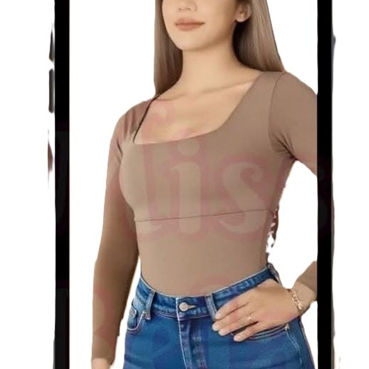 COLOMBIANA - BODY FAJA MODELADOR EFECTO LIPO MANGA LARGA CUELLO CUADRADO