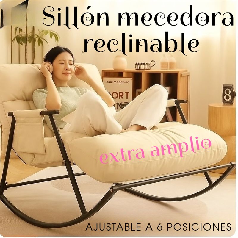 GENERICO - SILLA SILLÓN MECEDORA SOFÁ RECLINABLE AJUSTABLE POSICIONES EXTRA ANCHO