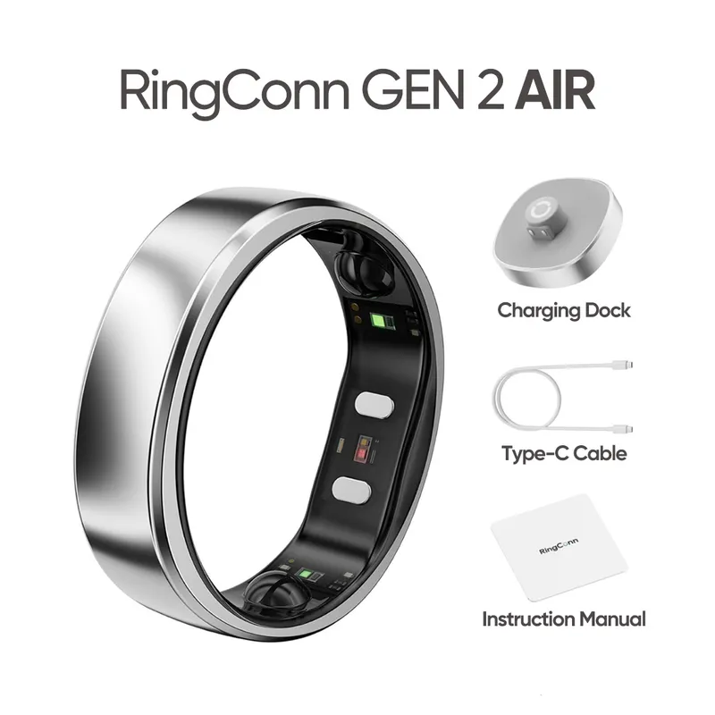 RINGCONN - Anillo inteligente RingConn Gen 2 Air Galaxy Silver, Tamaño 10