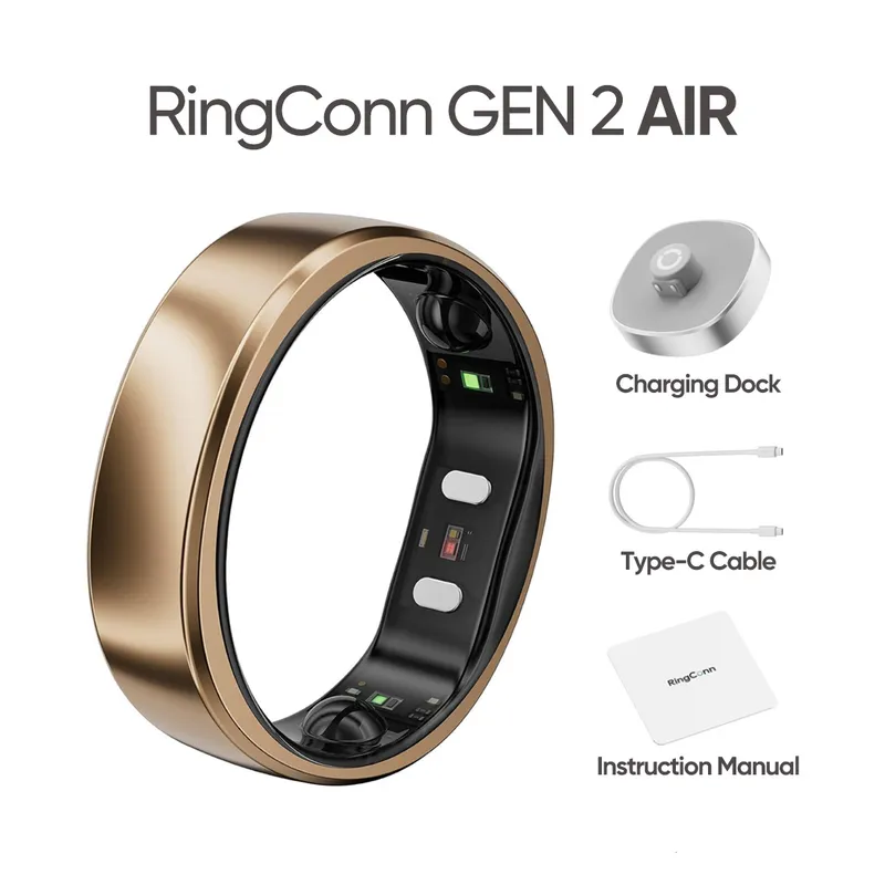 RINGCONN - Anillo inteligente RingConn Gen 2 Air Dune Gold, Tamaño 12