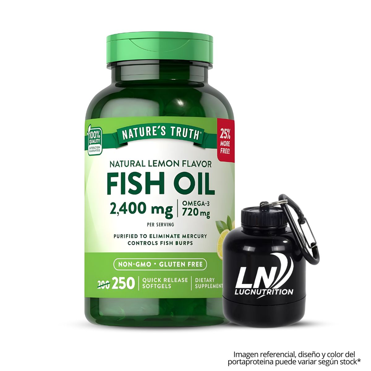 NATURE'S TRUTH - Fish Oil 2400mg Omega 3 Nature's Truth 250 Capsulas + Portaproteina