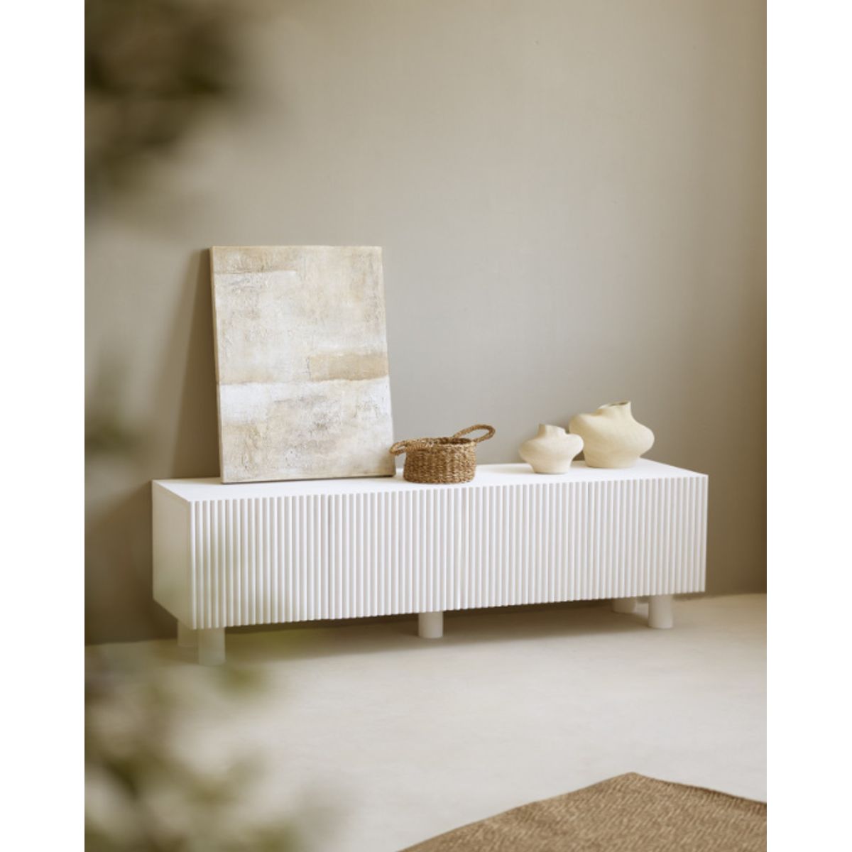 VENTITAS HOME - Mesa de Tv de Madera Jarae Ventitas Home Color Pino Blanco