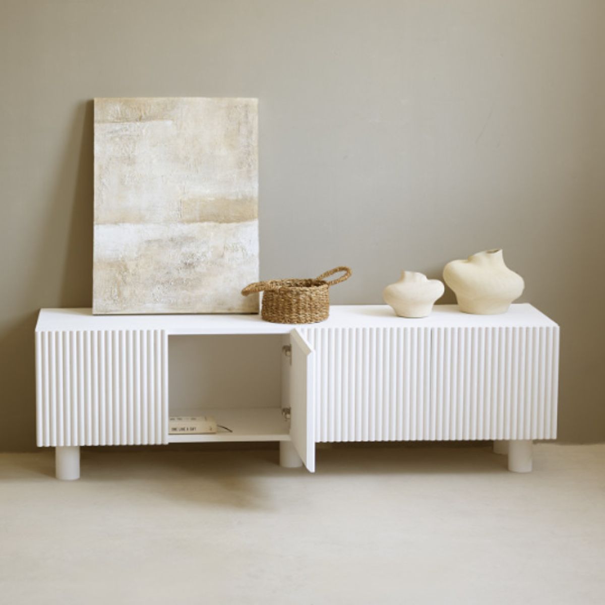 VENTITAS HOME - Mesa de Tv de Madera Jarae Ventitas Home Color Pino Blanco