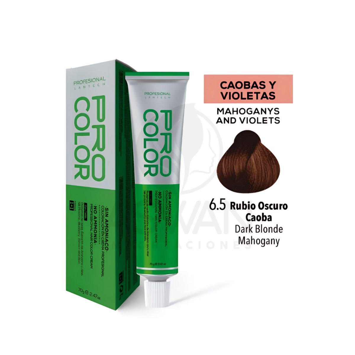 GENERICO - Pro Color Tinte Sin Amoniaco 65 Rubio Oscuro Caoba 70 g