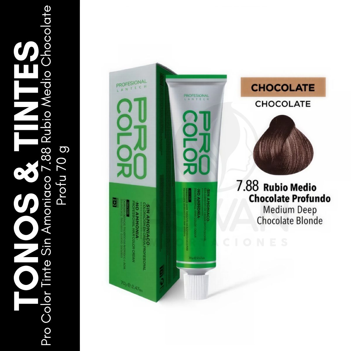 GENERICO - Pro Color Tinte Sin Amoniaco 788 Rubio Medio Chocolate Profu 70 g