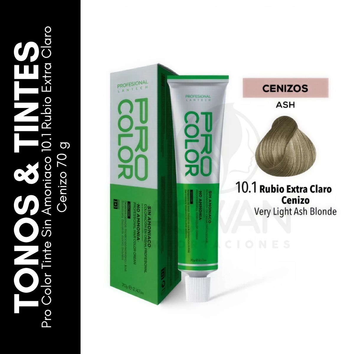 GENERICO - Pro Color Tinte Sin Amoniaco 101 Rubio Extra Claro Cenizo 70 g