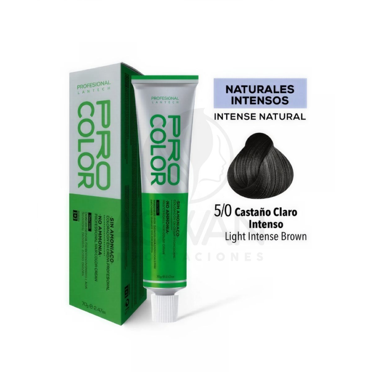 GENERICO - Pro Color Tinte Sin Amoniaco 50 Castaño Claro Intenso 70 g
