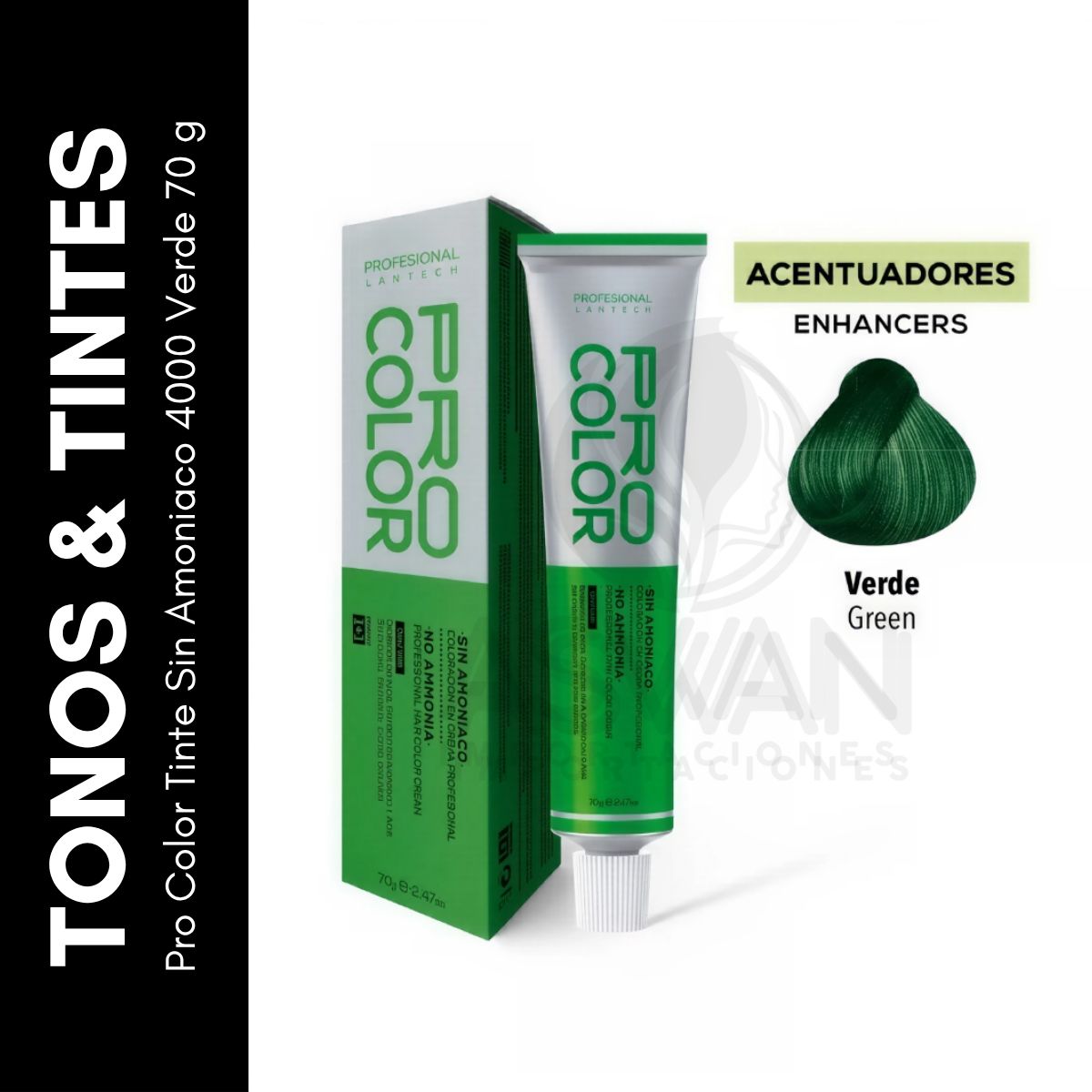 GENERICO - Pro Color Tinte Sin Amoniaco 4000 Verde 70 g