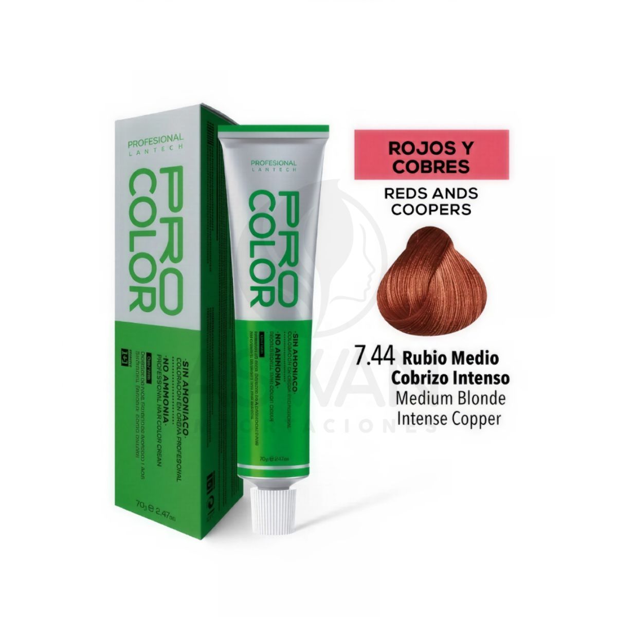GENERICO - Pro Color Tinte Sin Amoniaco 744 Rubio Medio Cobrizo Intenso 70 g