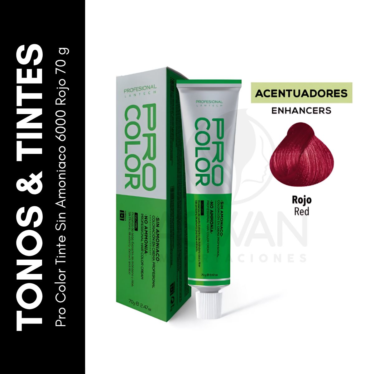 GENERICO - Pro Color Tinte Sin Amoniaco 6000 Rojo 70 g