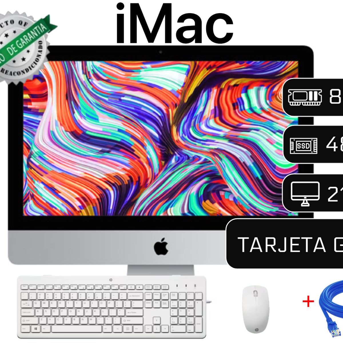 APPLE - Computadora iMac  Año 2019 8GB RAM 480GB +VIDEO 2GB GDDR5 + HDD 1TB + cable internet