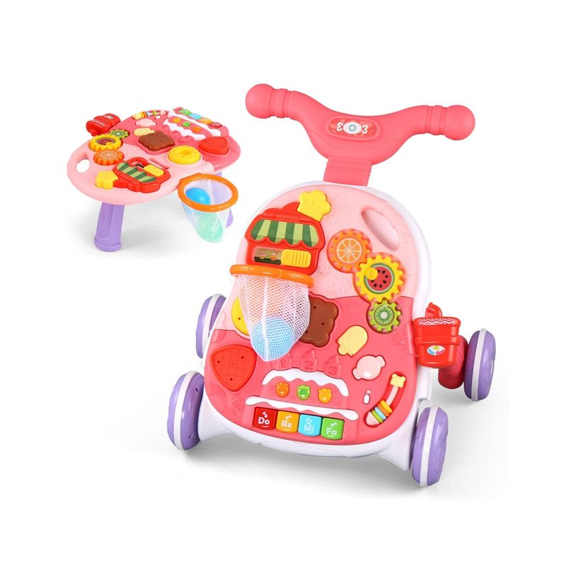 GENERICO - Andador Musical Interactivo 2 en 1 para Bebés Rosa Didáctico y Seguro