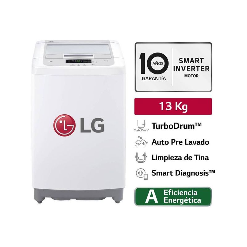 LG - Lavadora LG Carga Superior Smart Motion con TurboDrum 13 Kg WT13WPBK