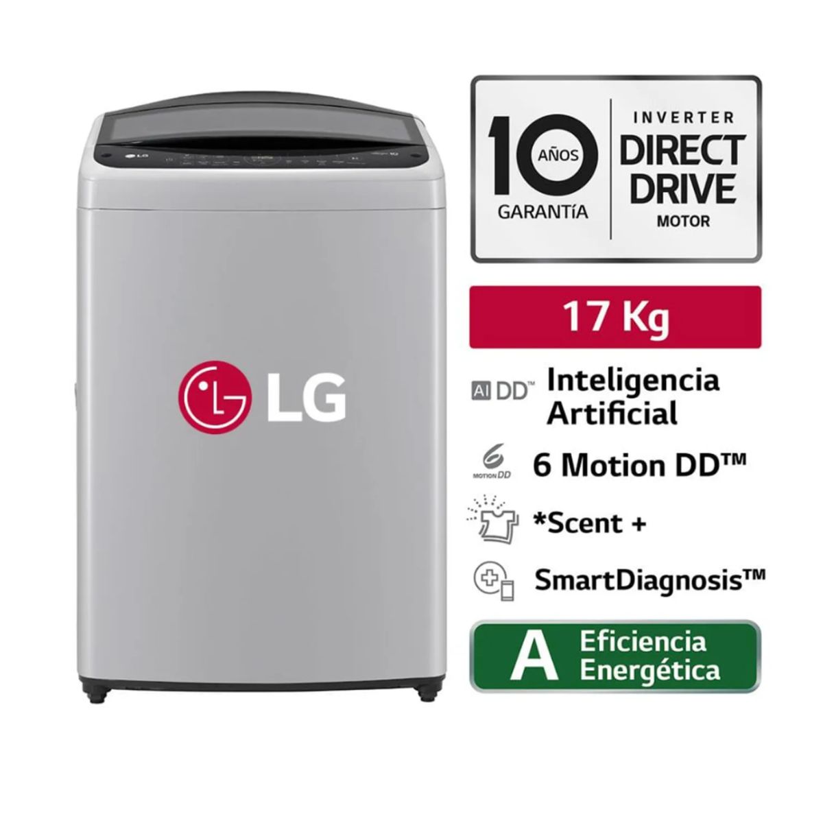LG - Lavadora LG WT17DV6T 17kg Ai DD Carga Superior Gris