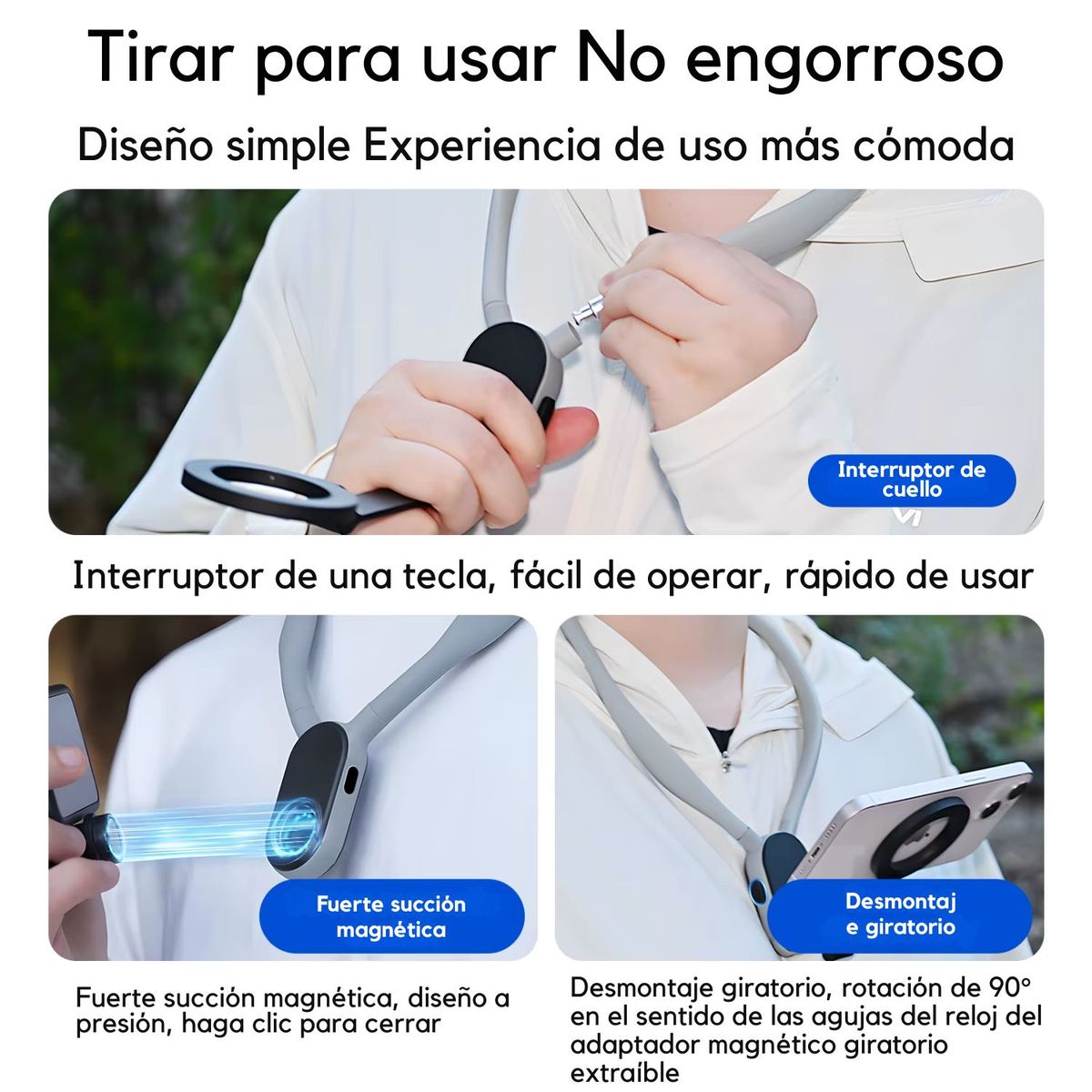 OEM - Soporte magnético para cuello para grabar con GoPro iPhone y Android