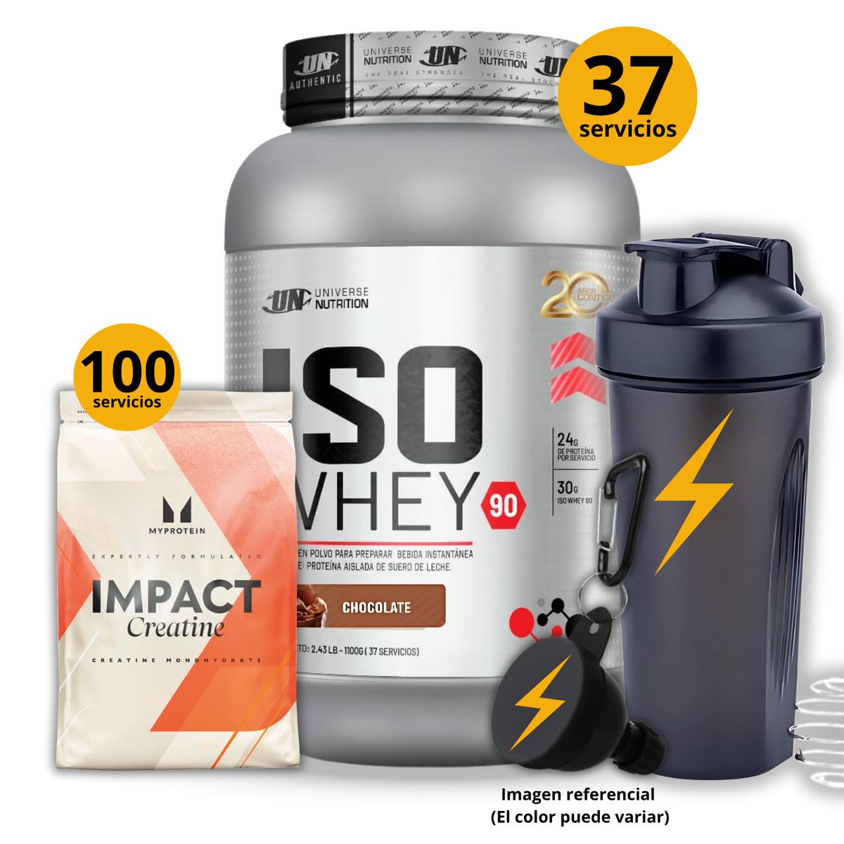 UNIVERSE NUTRITION - PROTEINA ISO WHEY 90 DE 1KG CHOCOLATE + CREATINA MYPROTEIN DE 500GR + REGALOS