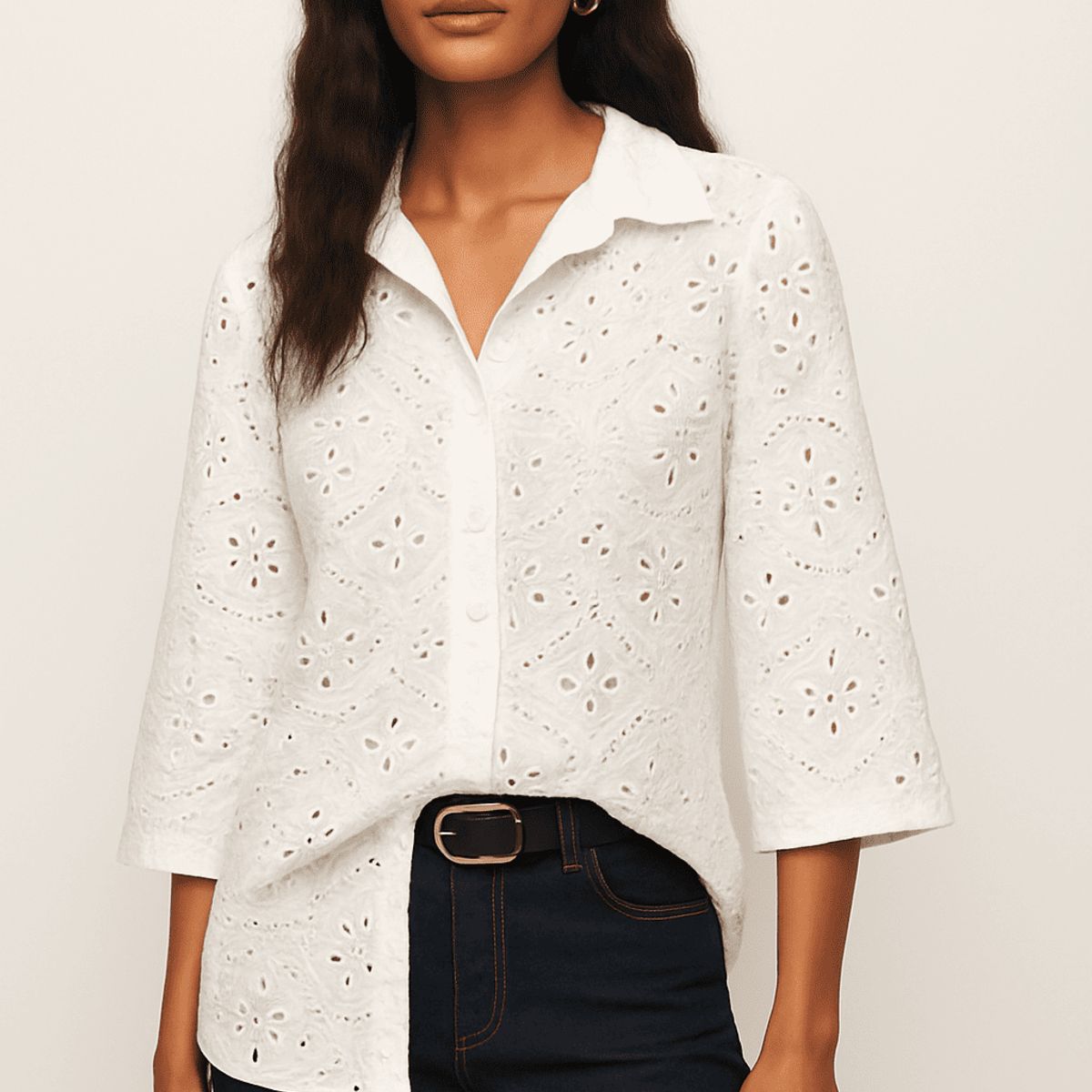 AMA OUTFITTERS - CAMISA OVERSIZE DE BRODERY