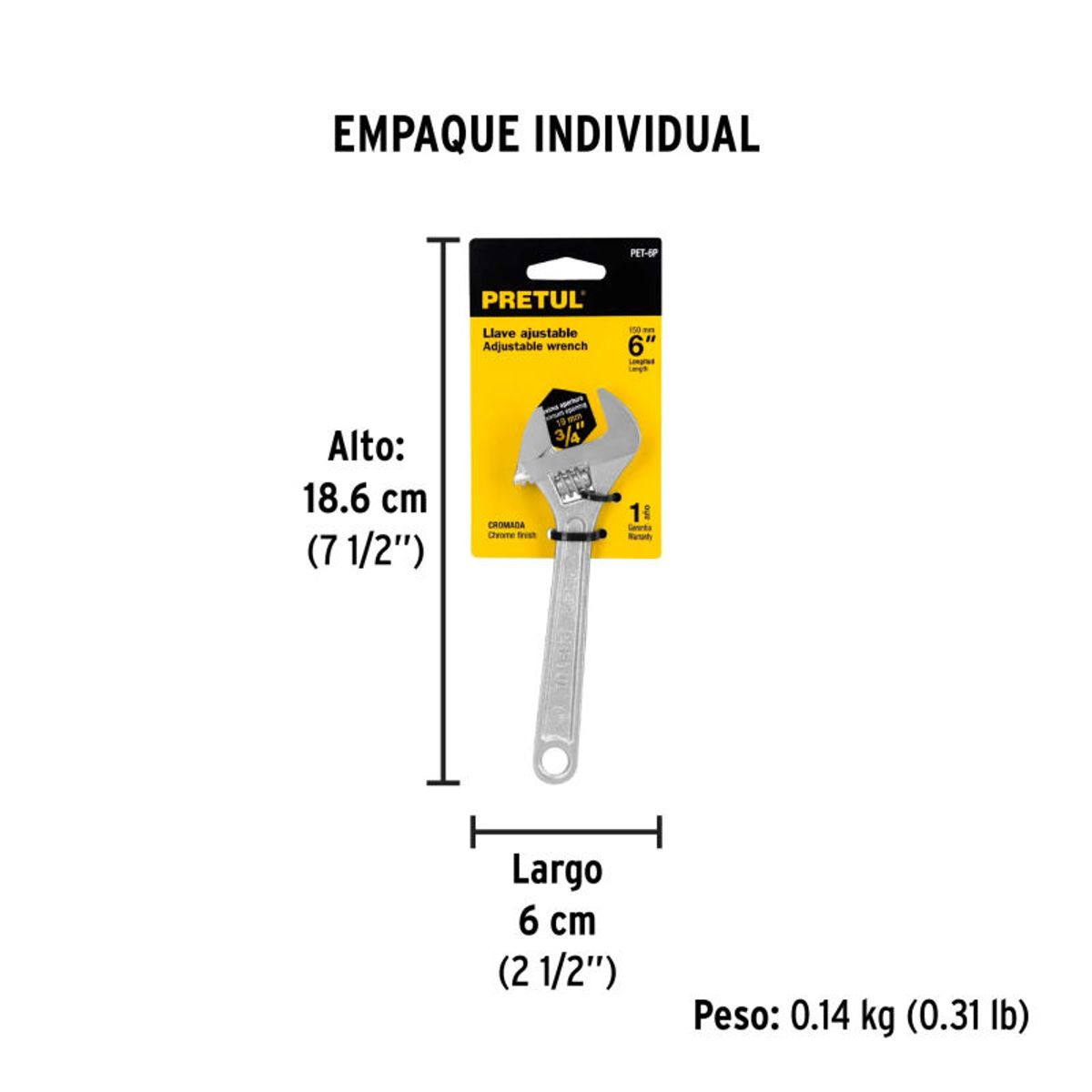 PRETUL - Llave ajustable 10 cromada Pretul - 21816