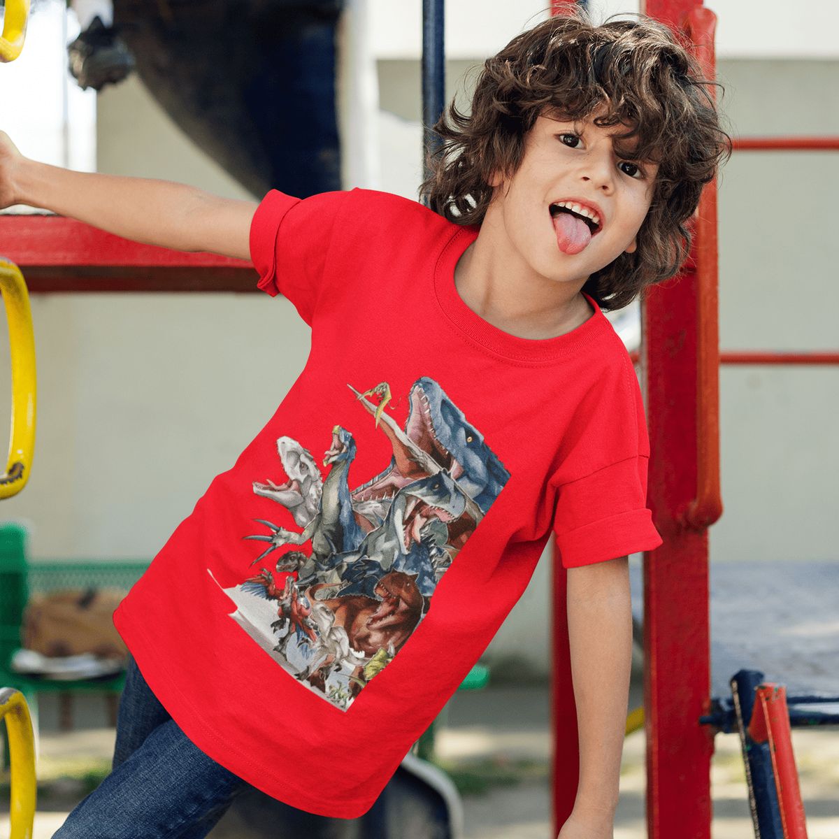 GENERICO - Polo Dinosaurio Jurassic World Camiseta para Niños Algodon Rojo
