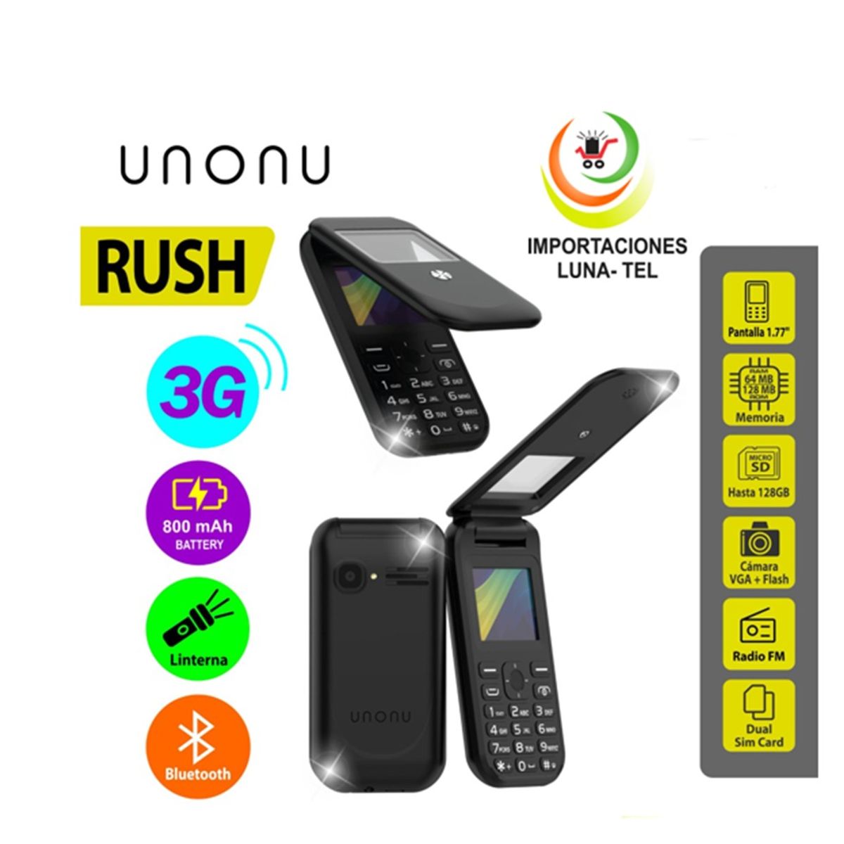 UNONU - CELULAR UNONU RUSH TAPA 3G PANTALLA 177