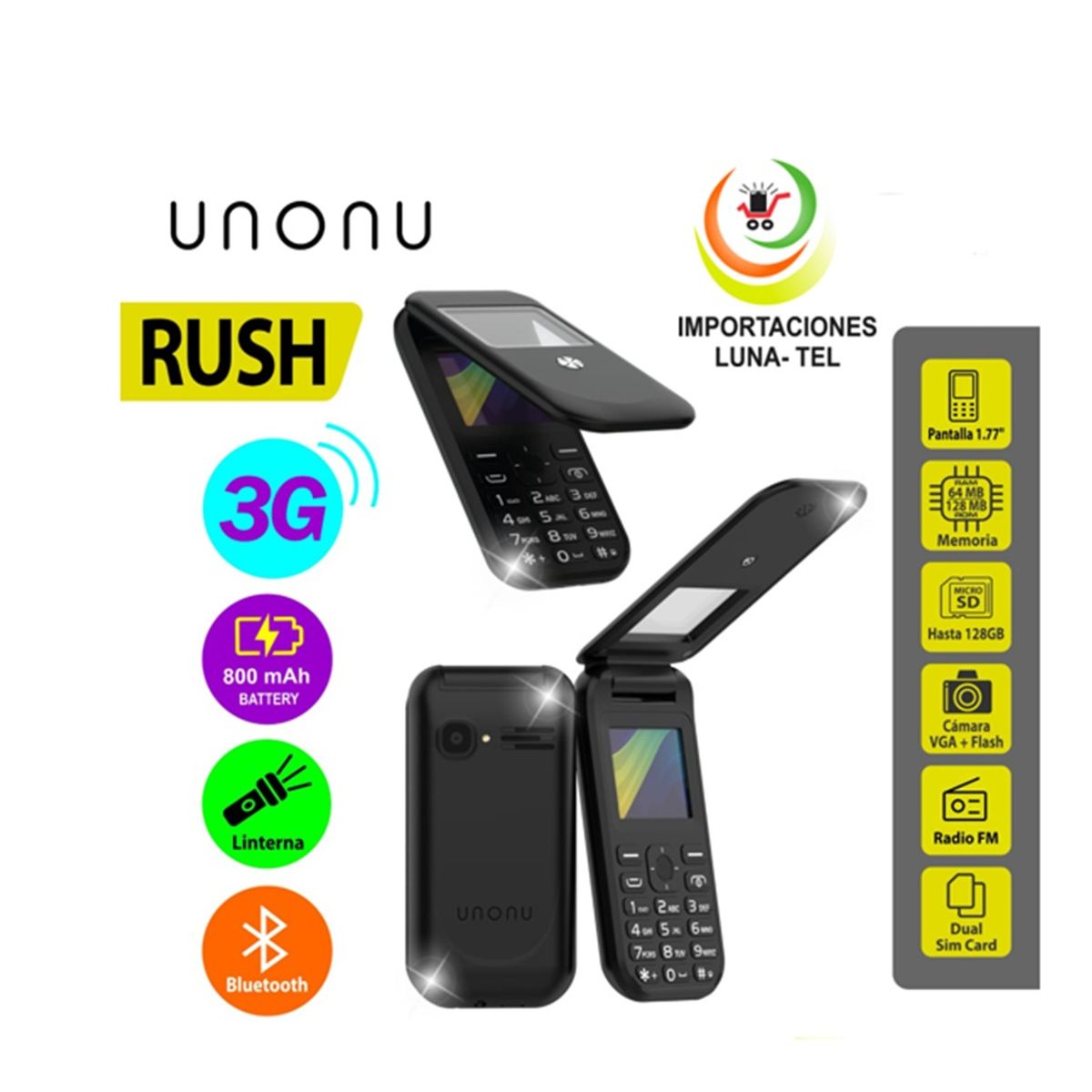 UNONU - CELULAR UNONU RUSH TAPA 3G PANTALLA 177